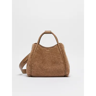 Max Mara Small Tmarin Teddy Top Handle Bag In Brown