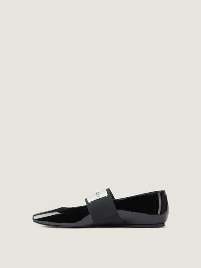 Givenchy Sliced Square Label Patent Leather Ballerina Flats In Black