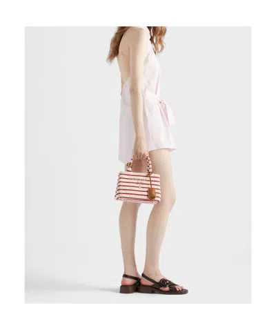 Prada Mini Handbag With Striped Design And Handle In Multi