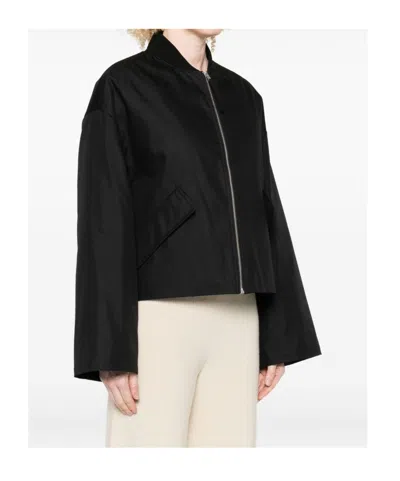 Closed Black Zip-front Flap-pocket Jacket In Black