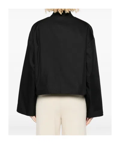 Closed Black Zip-front Flap-pocket Jacket In Black