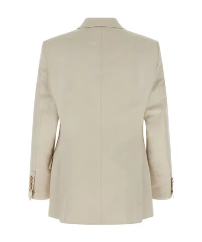Tom Ford Double-breasted Tailored Blazer Featuring Back Vent In Neutral