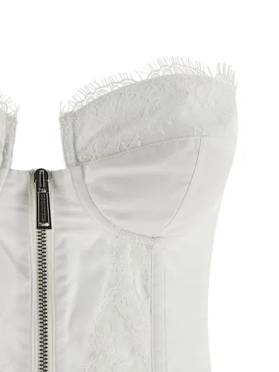 Dsquared2 Strapless Lace Top Scalloped Hem In White