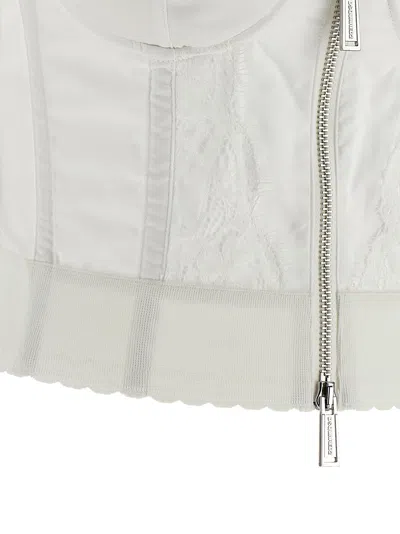 Dsquared2 Strapless Lace Top Scalloped Hem In White