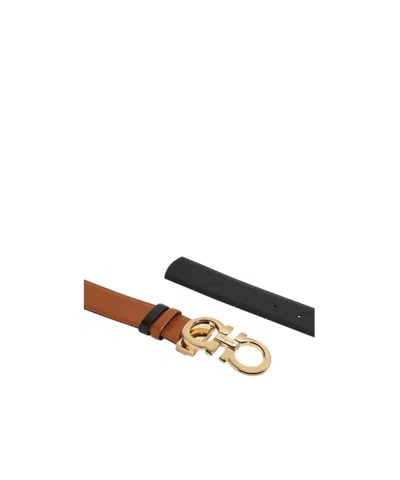 Ferragamo Reversible Gancini Belt In Brown