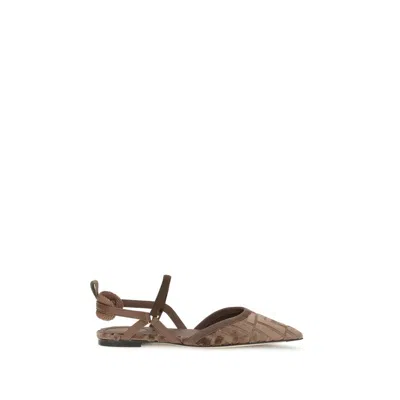 Fendi Kitten Ff Sling Back In Brown