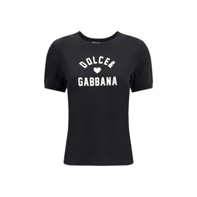 Dolce & Gabbana Black Cotton Logo T-shirt In Black