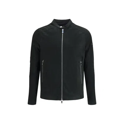 Tatras Double-slider Zip Suede Leather Jacket In Black
