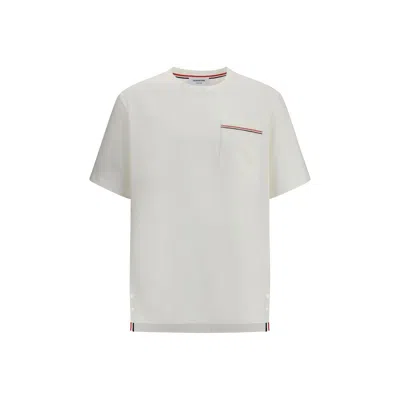 Thom Browne Oversized T-shirt With Embroidered Pocket Detail In White