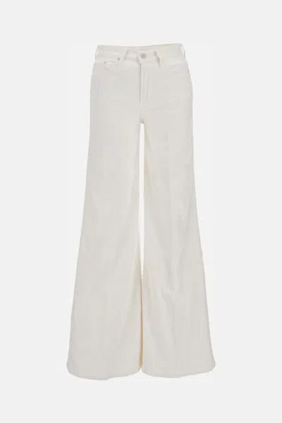 Mother Wide Leg Five Pocket Trousers In White
