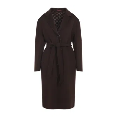 Gucci Brown Reversible Double-breasted Coat With Notched Revers And Belt In Wool Woman In Brown