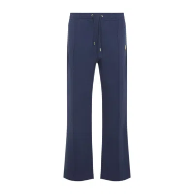Casablanca Relaxed Fit Cotton Trousers With Drawstring Waistband In Blue