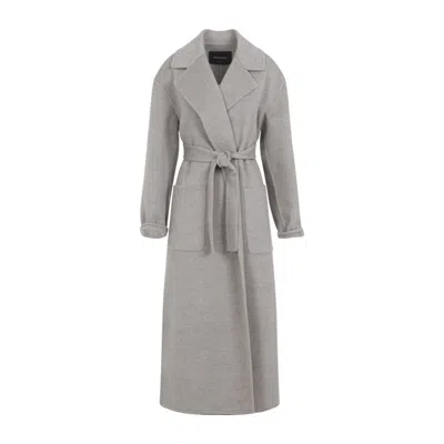 Fabiana Filippi Coriander Grey Virgin Wool Belted Coat In Gray