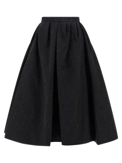 Carolina Herrera High-waisted A-line Textured Pleated Skirt In Black