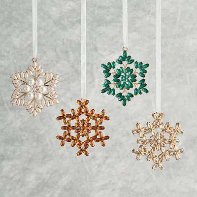 Frontgate Plated Jewelry Snowflake Ornaments, Set Of Three In White