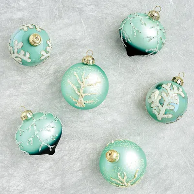 Frontgate Set Of 6 Snowy Seaside Branching Coral Ornaments