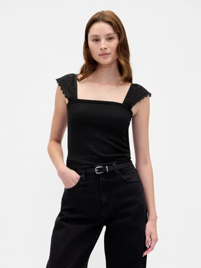 Gap Modern Rib Flutter Tank Top In Black