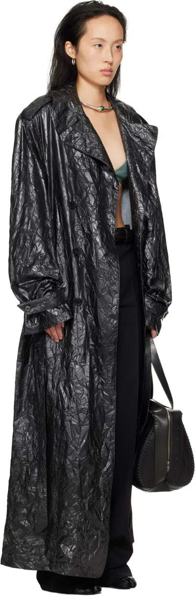 Lu'u Dan Black Crumple Trench Coat In Black