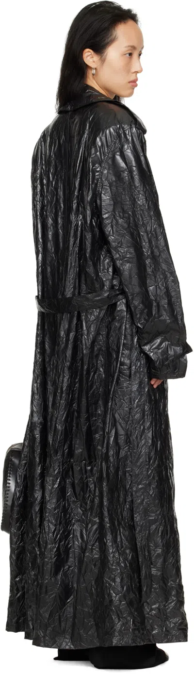 Lu'u Dan Black Crumple Trench Coat In Black