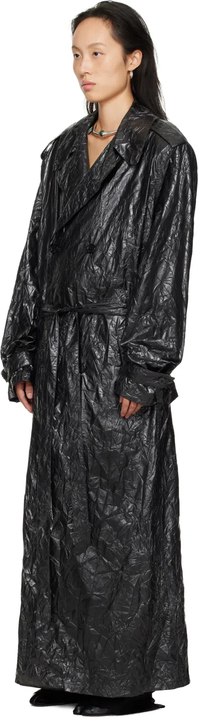Lu'u Dan Black Crumple Trench Coat In Black