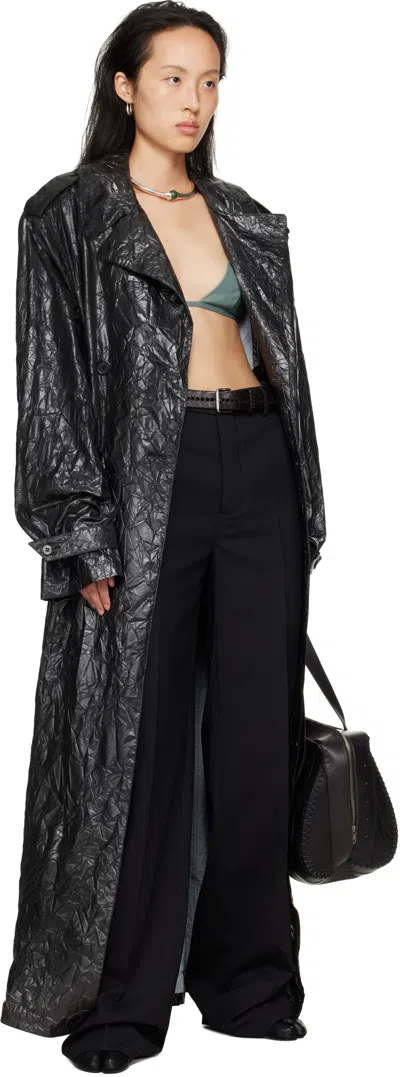 Lu'u Dan Black Crumple Trench Coat In Black