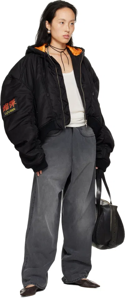 Lu'u Dan Black Patch Bomber Jacket In Black