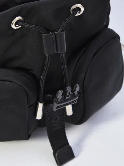 Moncler Versatile Polyester Backpack Adjustable Straps In Black
