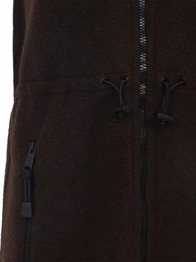 Miu Miu Mini Dress With Drawstring Waist And High Collar In Brown