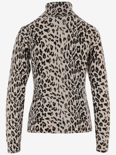 Allude Animal Print Wool And Cashmere Sweater In Red