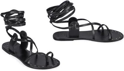 Manebi Ar Studio X Mnb Leather Sandals In Black