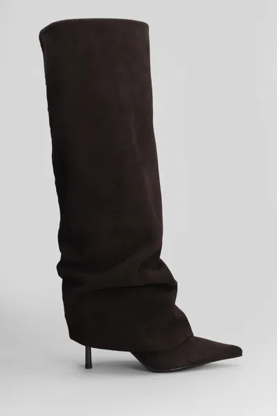 Le Silla 'andy' Knee Length Suede Slouchy Boots In Brown