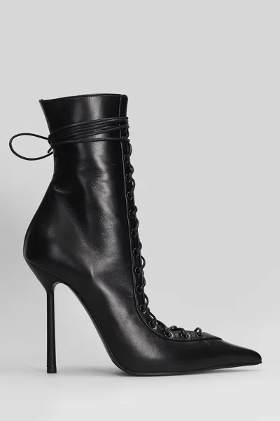 Le Silla Colette Lace-up Leather Ankle Boot In Black