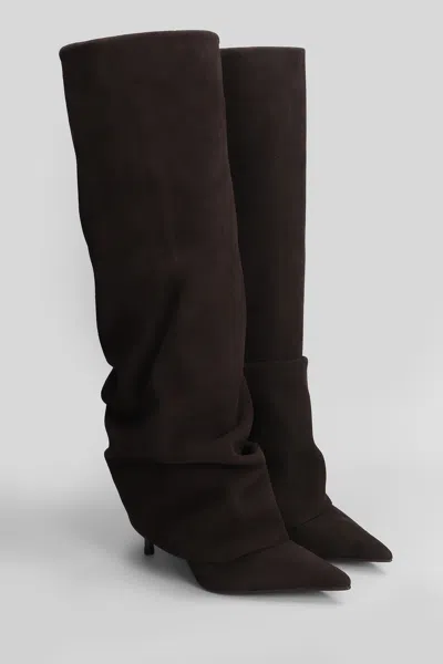 Le Silla 'andy' Knee Length Suede Slouchy Boots In Brown
