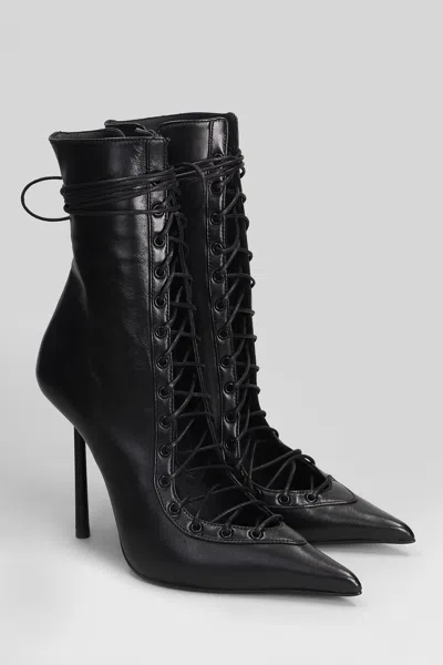 Le Silla Colette Lace-up Leather Ankle Boot In Black