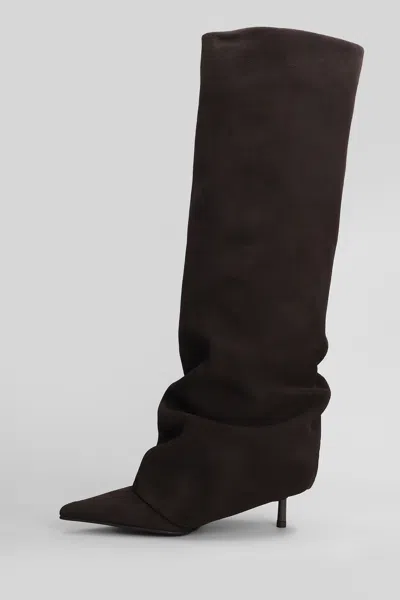 Le Silla 'andy' Knee Length Suede Slouchy Boots In Brown