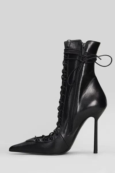 Le Silla Colette Lace-up Leather Ankle Boot In Black