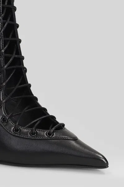 Le Silla Colette Lace-up Leather Ankle Boot In Black