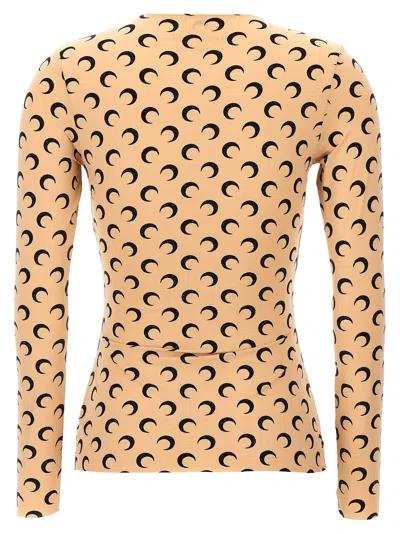 Marine Serre Recycled Moon Jersey Crewneck In Tan In Sand