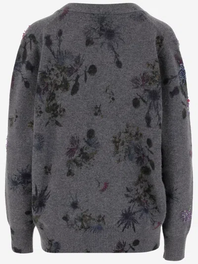 Blumarine Women Printed Wool Blend Oversize Cardigan In Gray