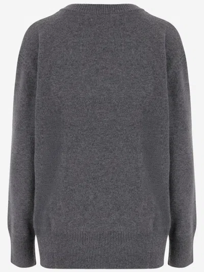 Blumarine Wool Blend Sweater With Rhinestones In Gray