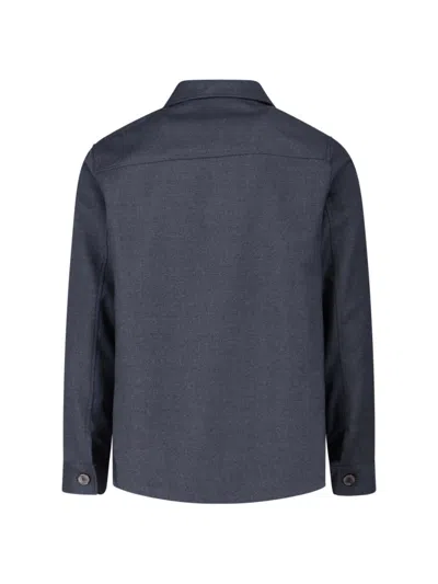 Cruna Structured Grey Virgin Wool Shirt Jacket In Black