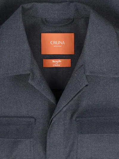 Cruna Structured Grey Virgin Wool Shirt Jacket In Black