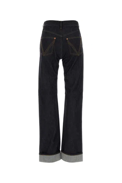Bottega Veneta High-rise Denim Trousers Rolled Cuffs In Blue