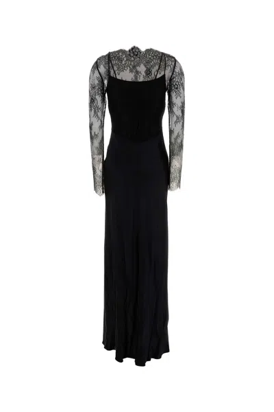 Alberta Ferretti Black Satin Long Dress