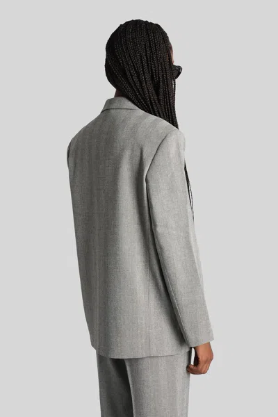 Anine Bing Quinn Herringbone Blazer Front Pockets In Gray