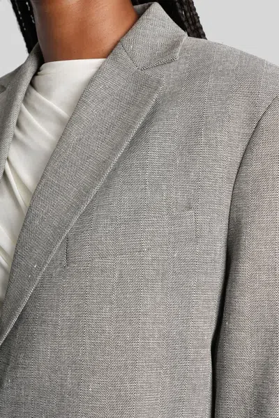 Anine Bing Quinn Herringbone Blazer Front Pockets In Gray