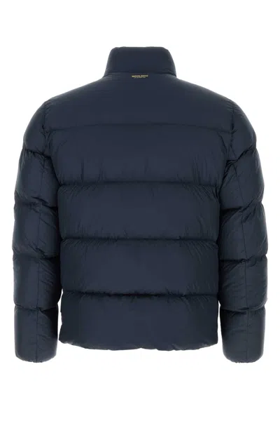 Woolrich Navy Blue Polyester Down Jacket In Blue