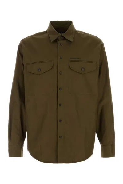 Dsquared2 Utility Double-pocket Cotton Shirt In Brown
