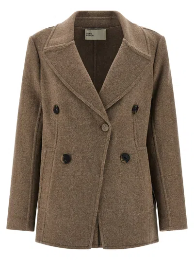 Tory Burch Wool Coat Coats And Trench Coats Beige In Sand