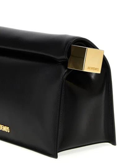 Jacquemus La Pochette Rond Carre Leather Clutch In Black